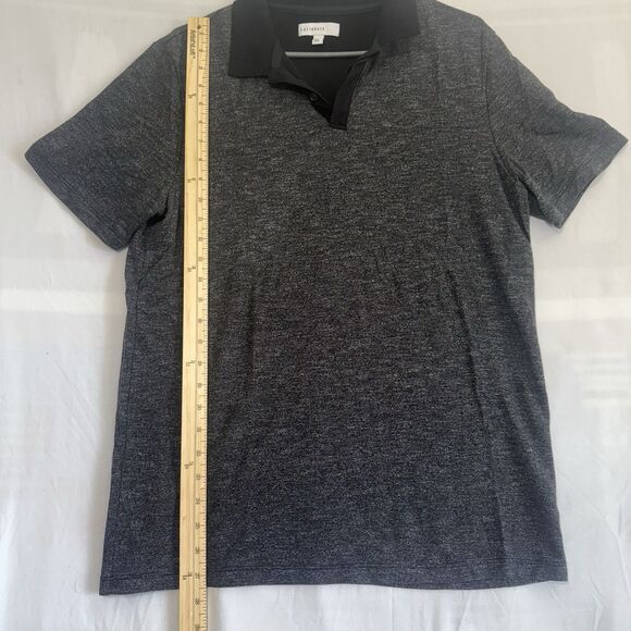 Calibrate Men's Polo Shirt Size Medium Black/ Grayish Hidden Buttons Stretch - Picture 4 of 8